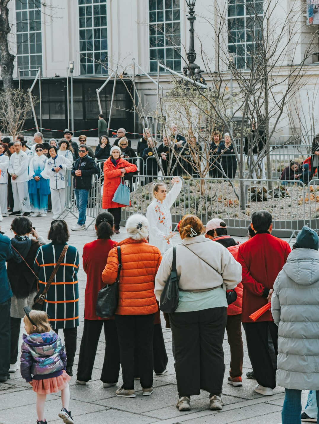 diverse people in city square