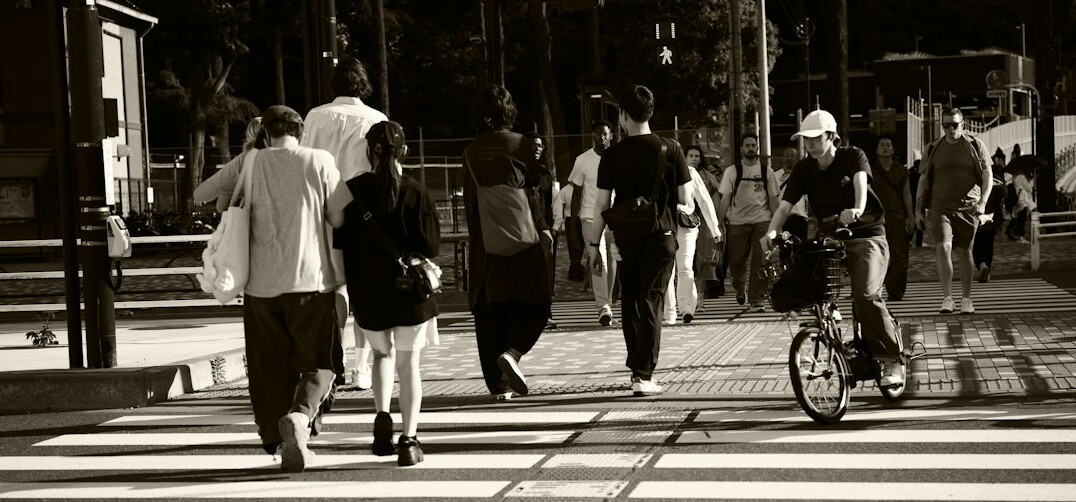 city street with pedestrians