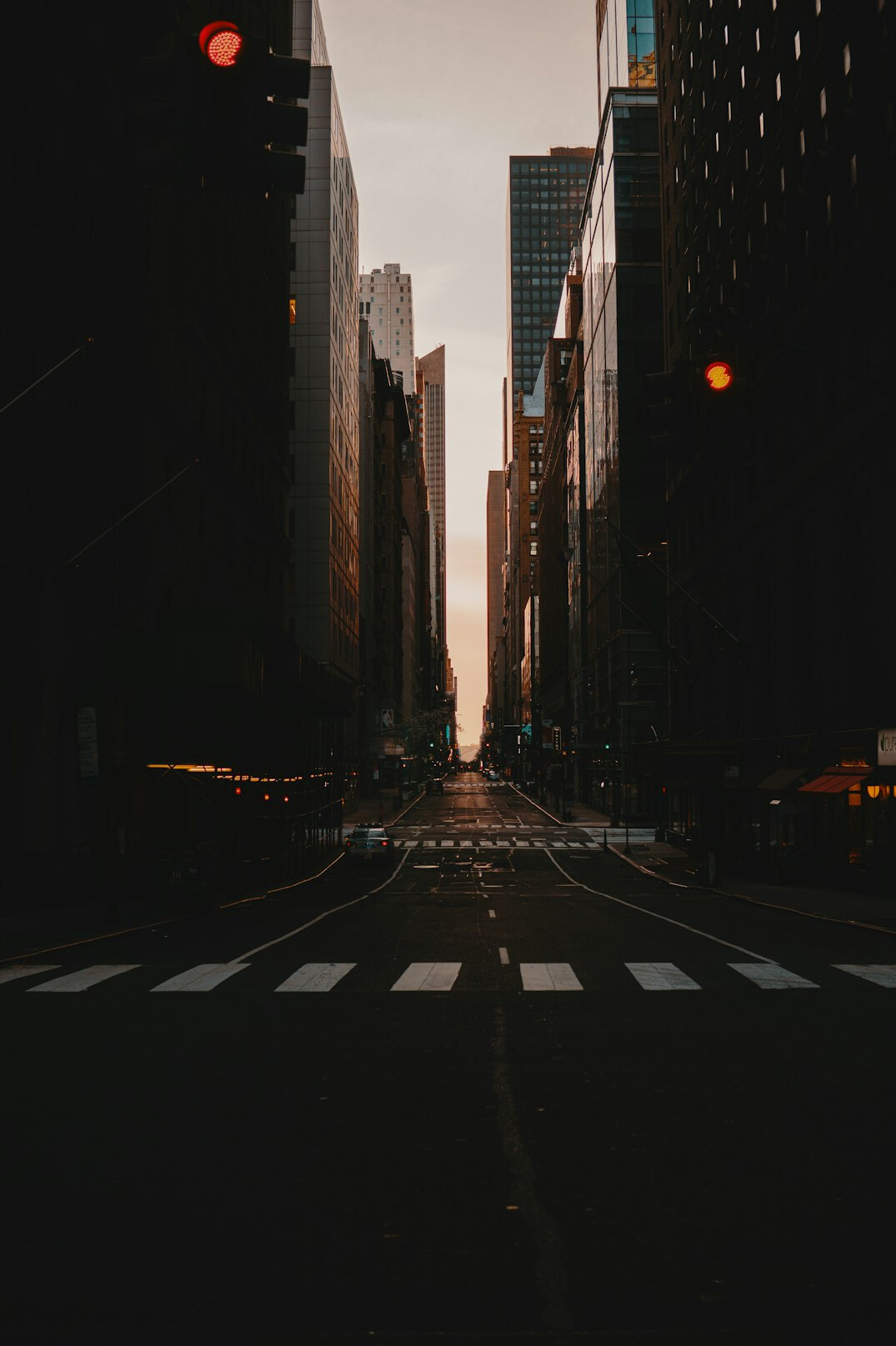 empty city street at dawn